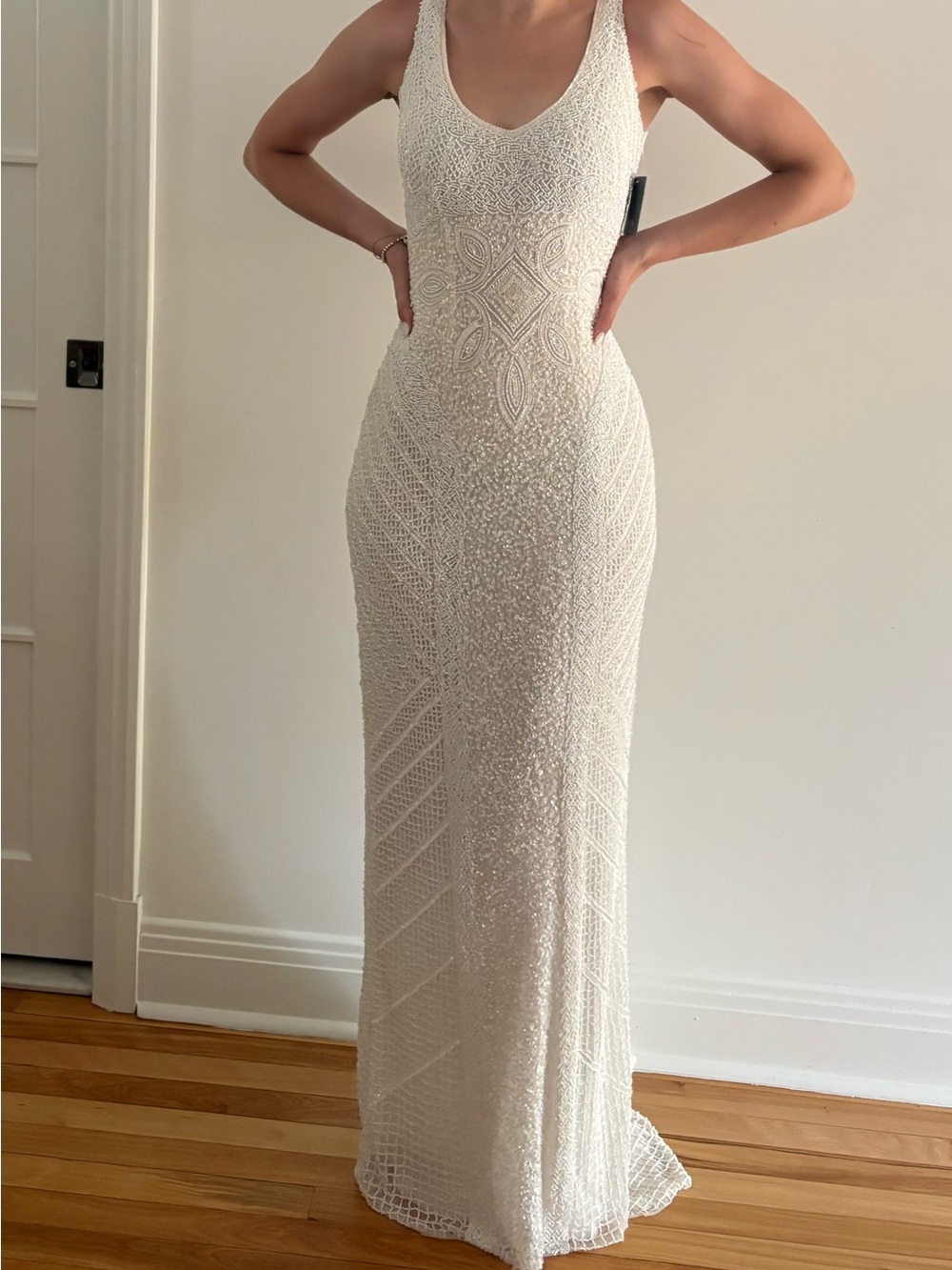 Pearl Beaded White Wedding Gown by Theia